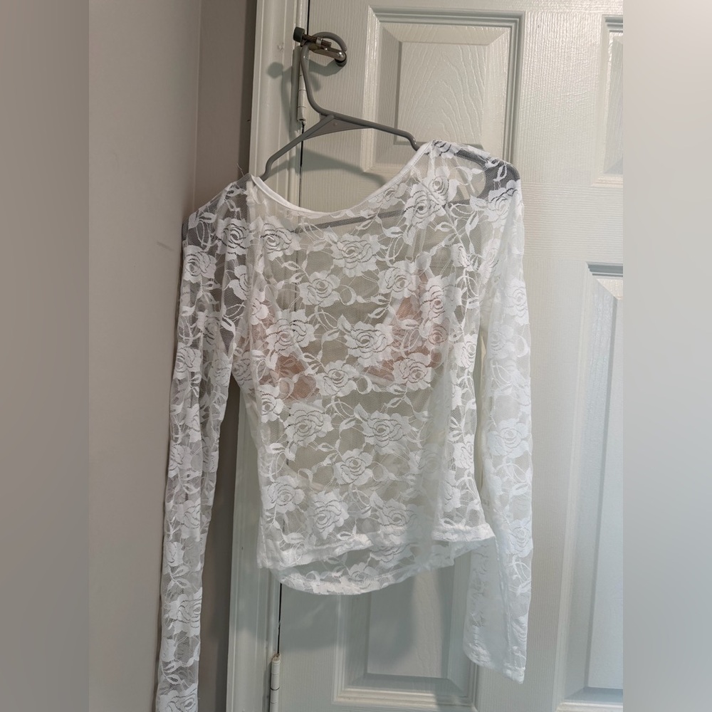 BRAND NEW white lacy top with bra